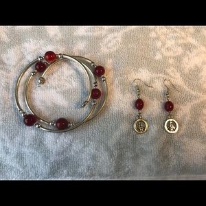 Matching earrings and bracelet set.
